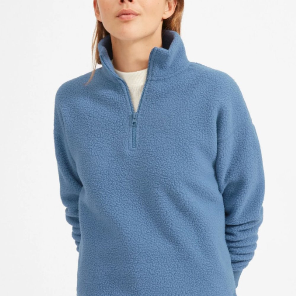 Everlane ReNew Half-Zip Fleece Jacket - Size XS, NWOT, Blue